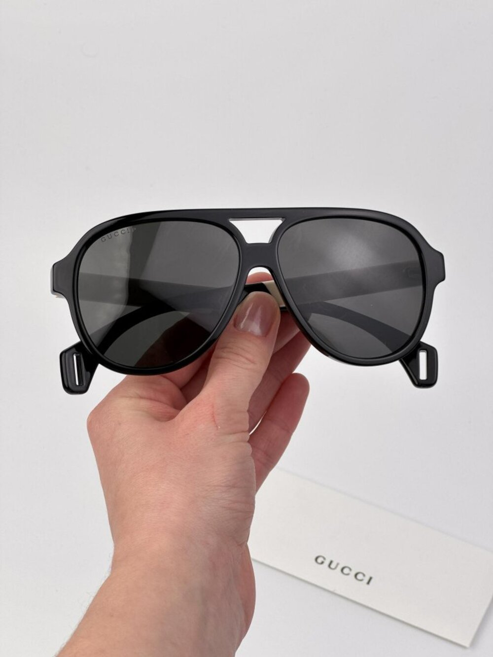 Gucci Unisex Sunglasses | Black & White Pilot Frame | Grey Lenses | GG0463S 002